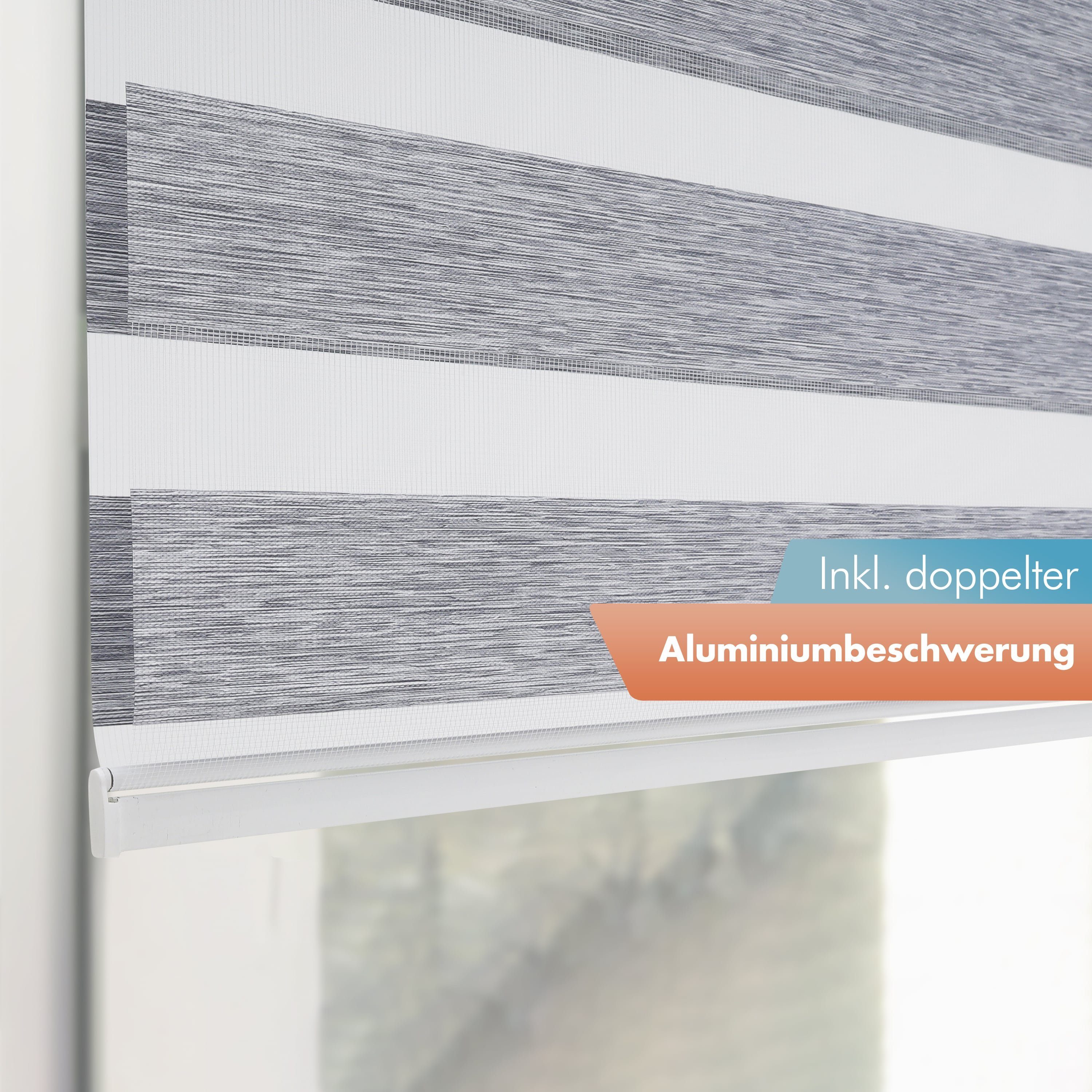 Doppelrollo Duorollo mit Klemmträger, Klemmrollos für Fenster, Bailena, Lichtschutz, ohne Bohren, freihängend, Klemmfix, blickdicht