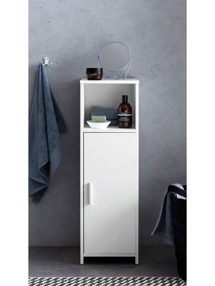 KADIMA DESIGN Badschrank 30 x 95,5 x 30 cm weiß Holz mit Tür und Ablagefach, günstig kaufen onesize