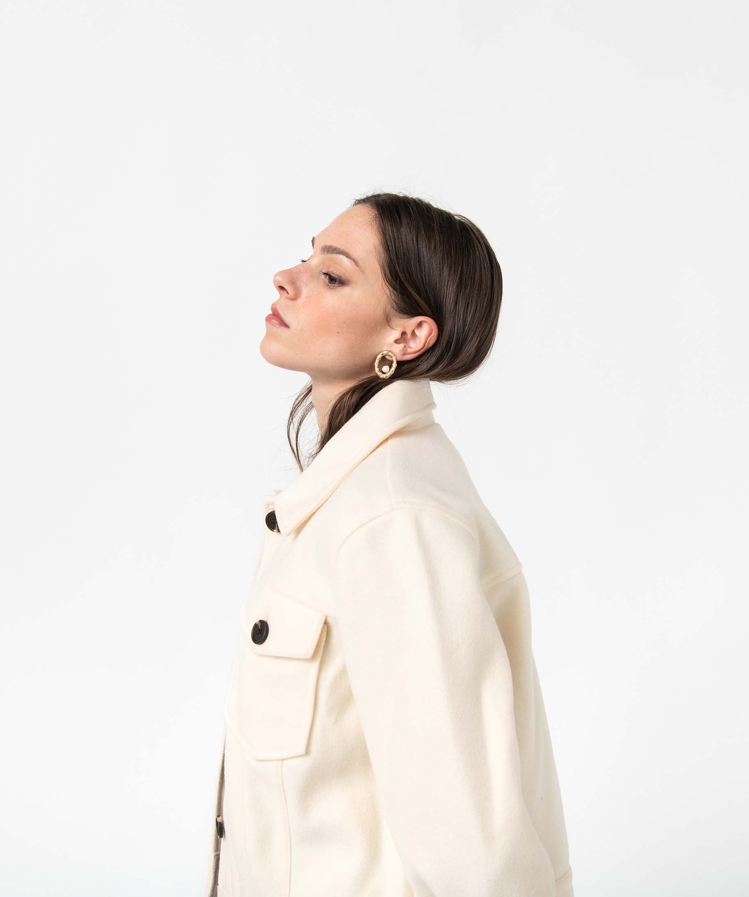 Blouson femme avec larges poches poitrine ecru | GEMO