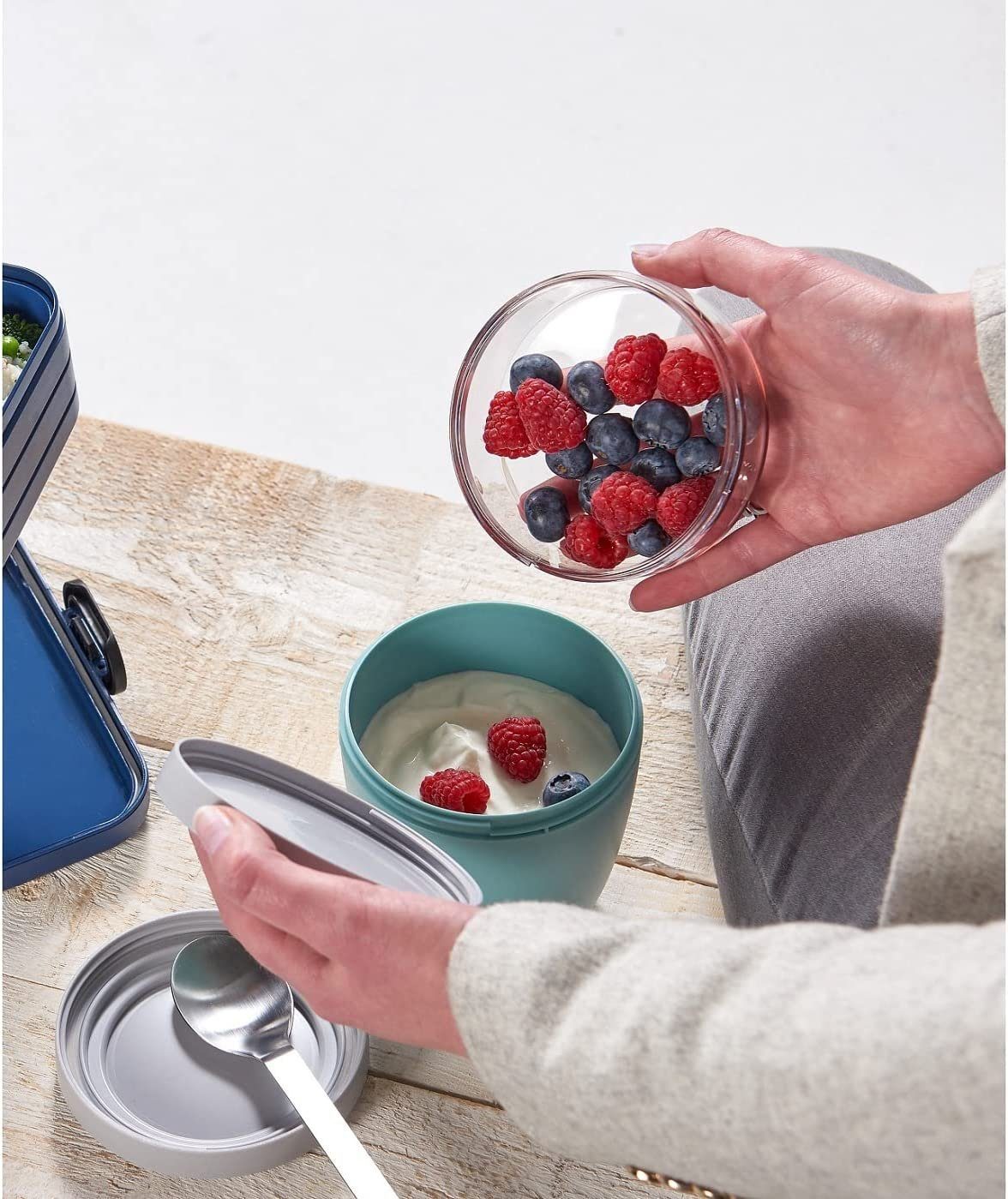 Blusmart Lunchbox Ellipse Lunchpot ø 15 cm, (Praktischer Müslibecher, Joghurtbecher, To Go Becher, 1-tlg., Fruitpot Snackpot), Spülmaschinengeeignet, Mikrowellenfest