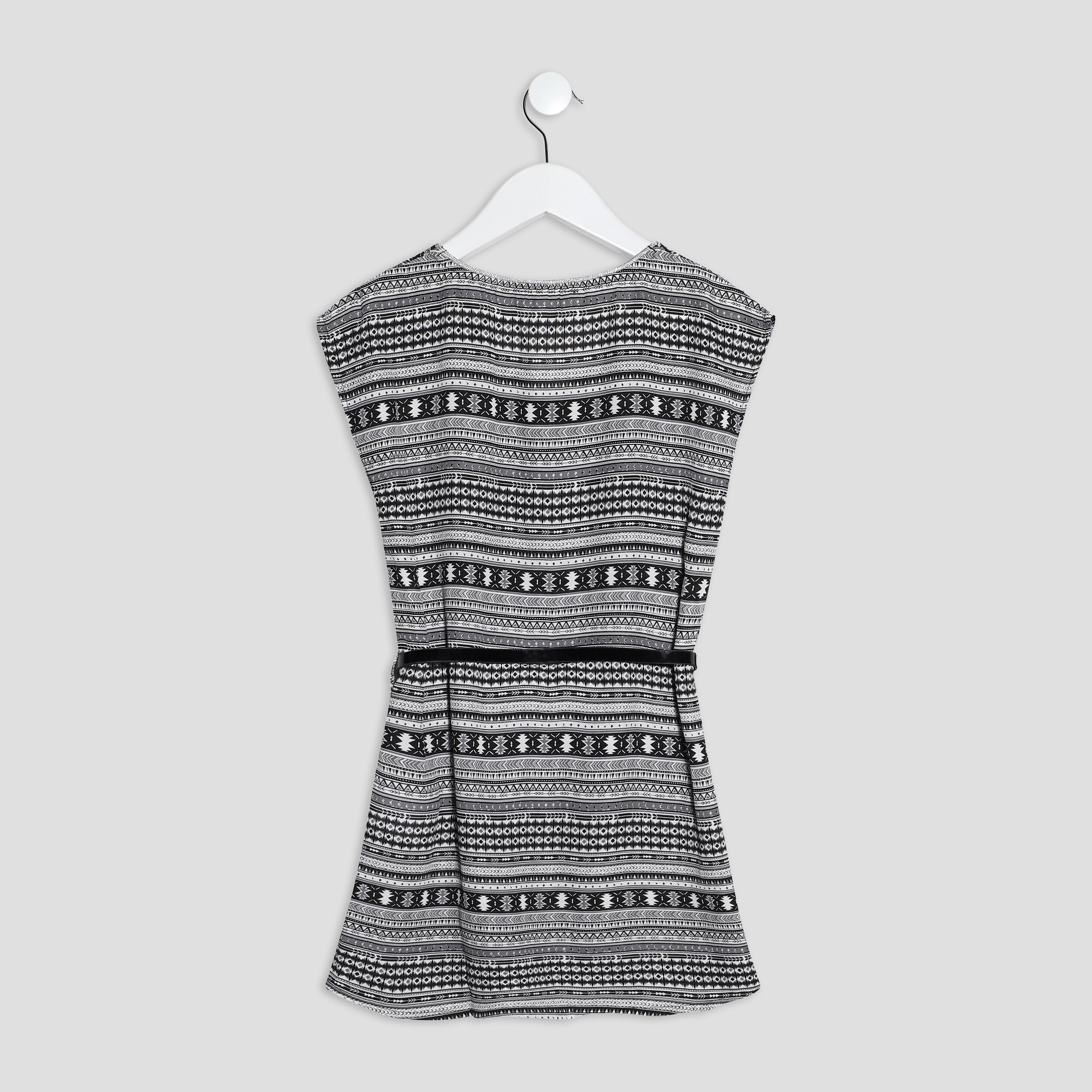 Robe droite fluide ceinturée noir fille | La Halle
