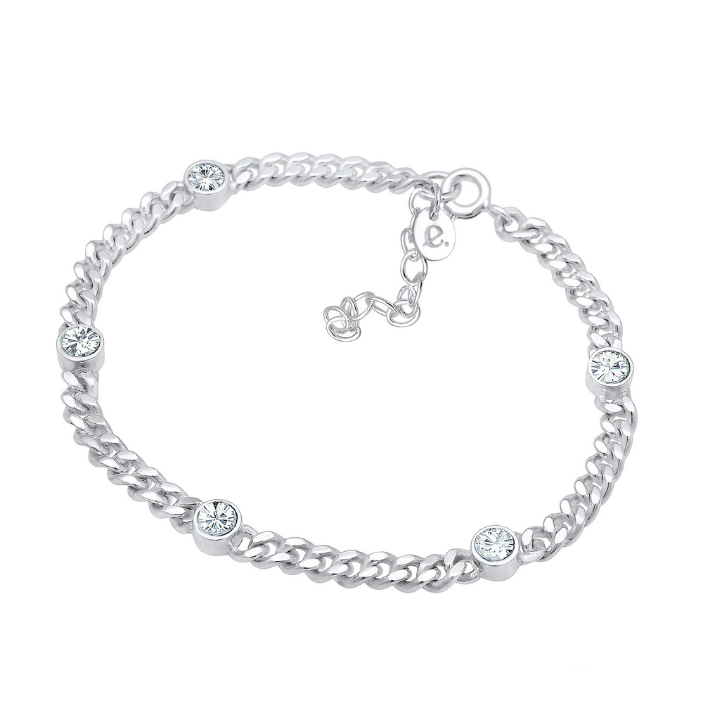 Elli PREMIUM Elli PREMIUM Bracelet Panzerkette Basic Kristalle 925 Silber Bracelet