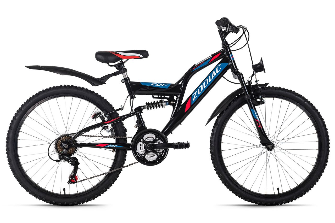 KS Cycling Kinderfahrrad Fully 24'' ATB Zodiac schwarz-rot RH 38 cm