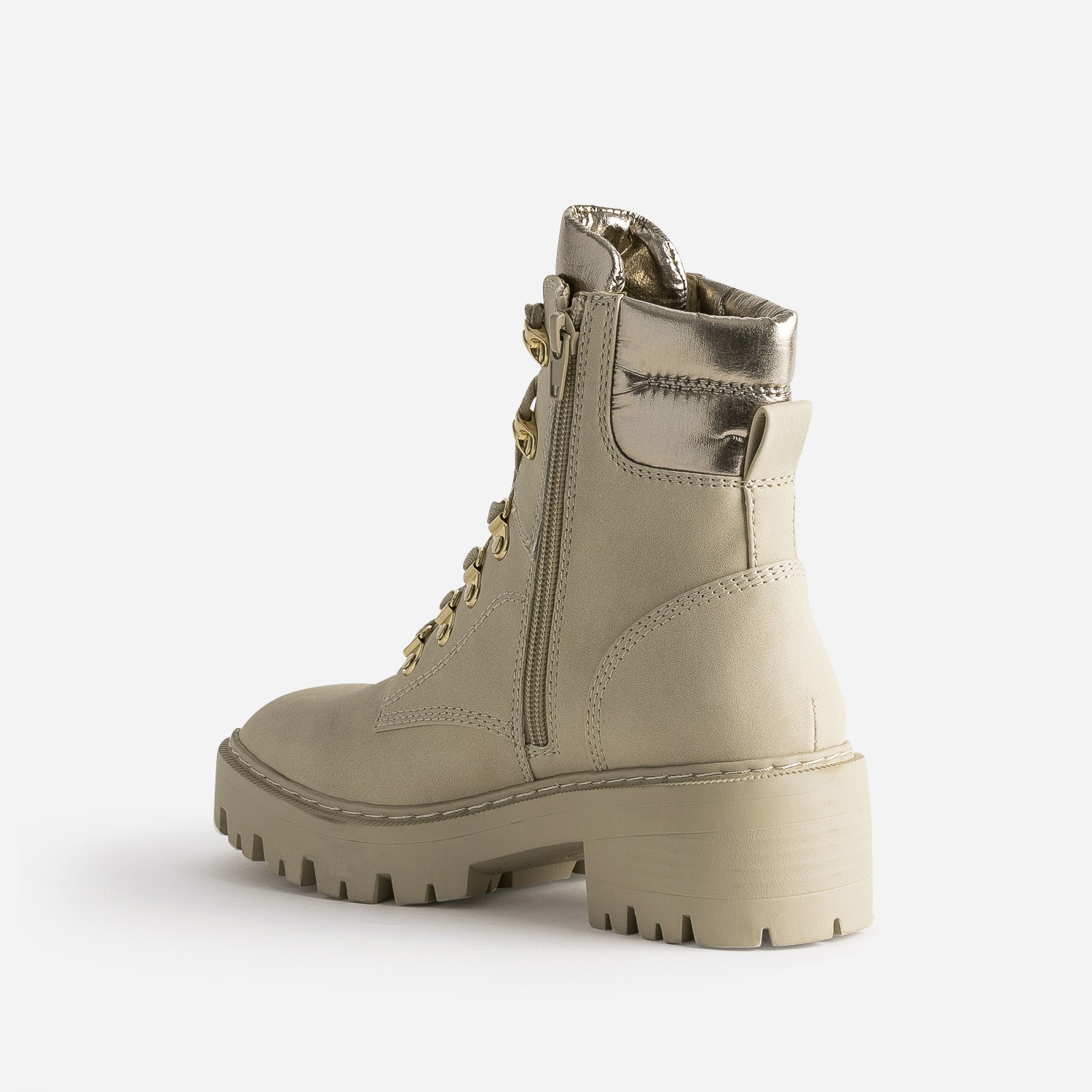 Boots à lacet TEXTO beige à col métallisé
