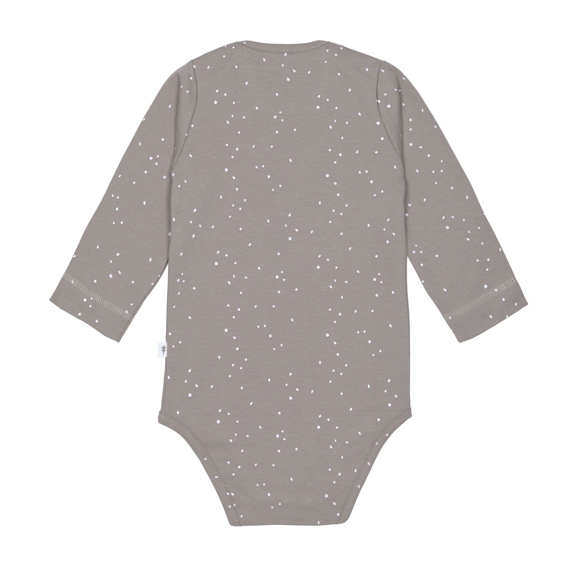 Baby Body langarm - Bio Baumwolle, Punkte, Taupe