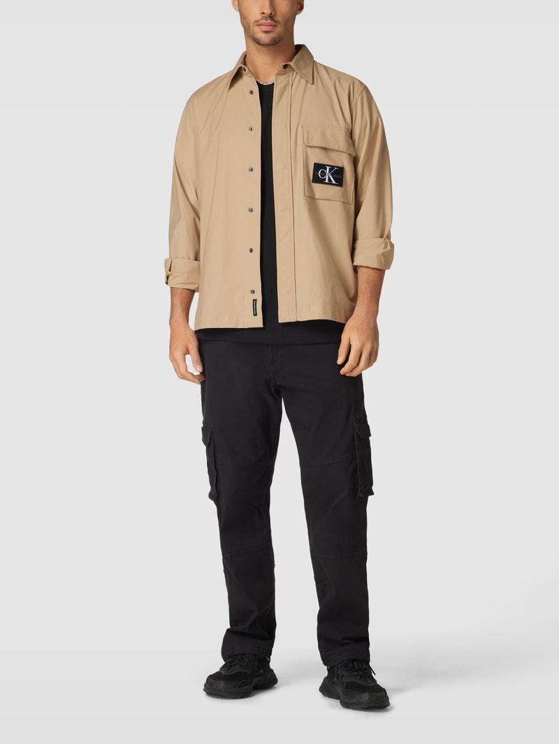 Freizeithemd mit Strukturmuster Modell 'RIPSTOP' in beige