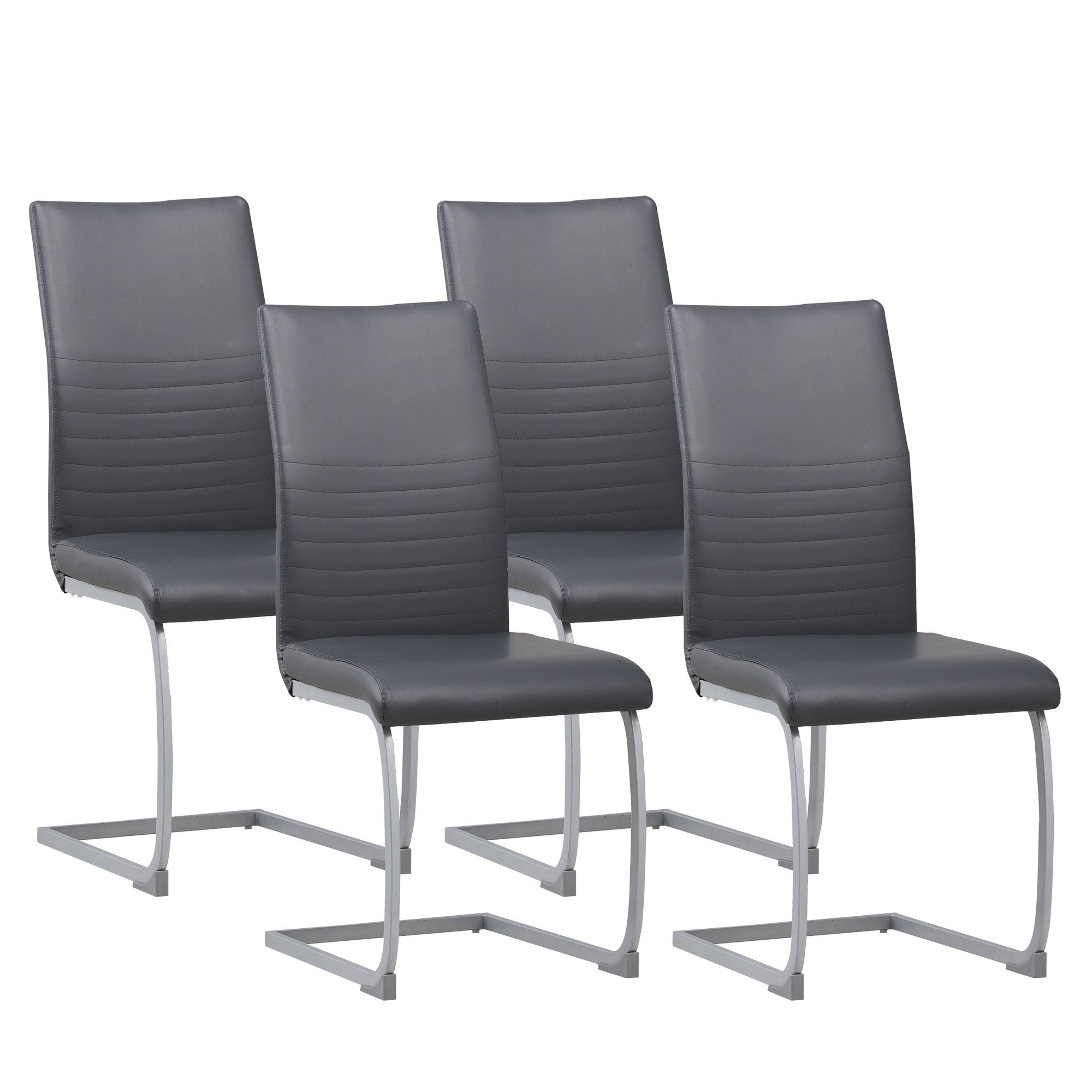 Albatros International Freischwinger Albatros Esszimmerestuhl Küchenstuhl MURANO, Kunstleder Bezug (4er Set, Schwarz), Esszimmerstuhl Schwingstuhl mit modernem Design, dicke Polsterung