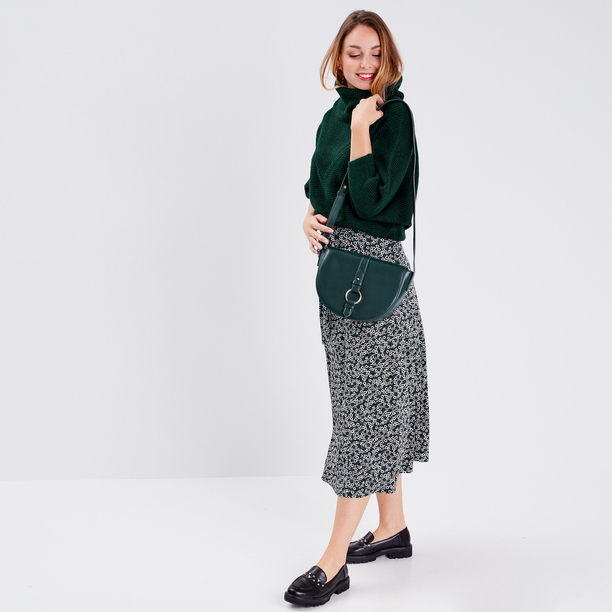 Jupe midi évasée noir femme | Cache Cache
