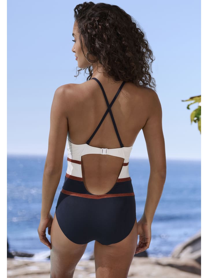 LASCANA Badeanzug in weiß/schwarz günstig kaufen
