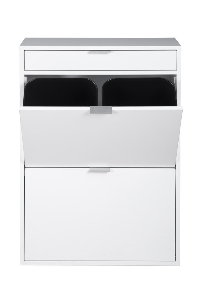 Happy Home Happy Home Mülleimerschrank mit Schublade & 4 Abfalleimer weiß