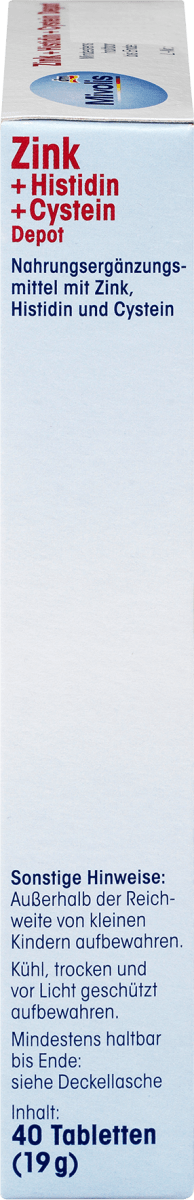 Zink + Histidin + Cystein Depot, Tabletten 40 St., 19 g