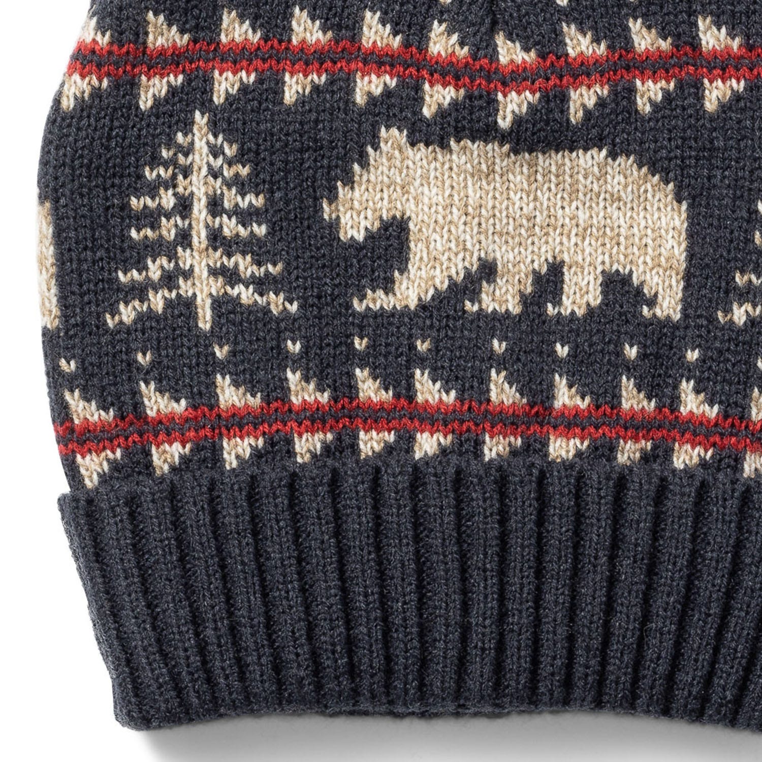 Bonnet marine tricot jacquard ours
