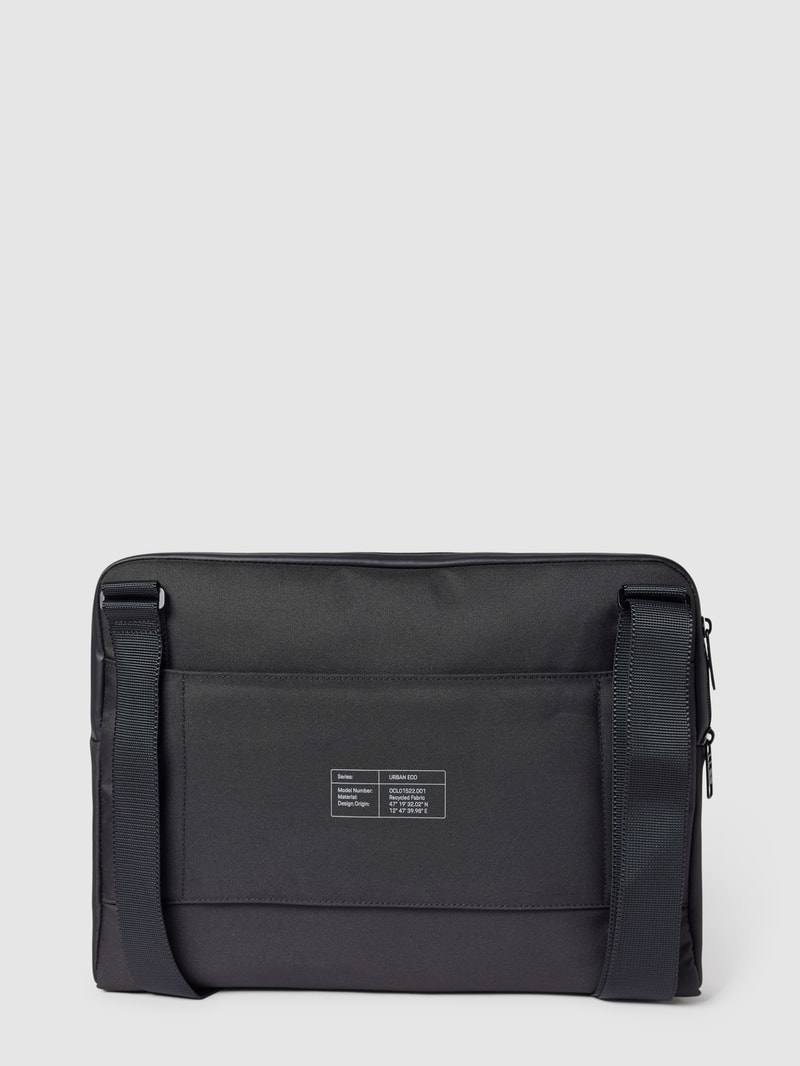 Laptoptasche mit Label-Detail Modell 'Urban Eco Messenger Bag' in schwarz