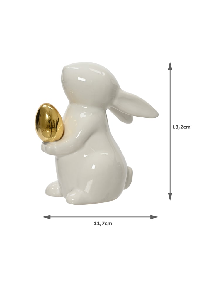 MARELIDA Hase mit goldenem Ei Osterhase Osterdeko Dekofigur H: 13cm in weiß günstig kaufen onesize