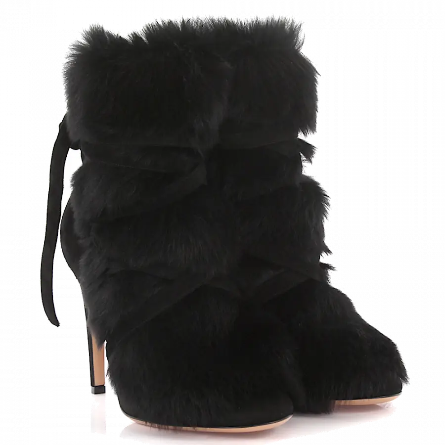 Gianvito Rossi - High Heels Stiefeletten Veloursleder - schwarz