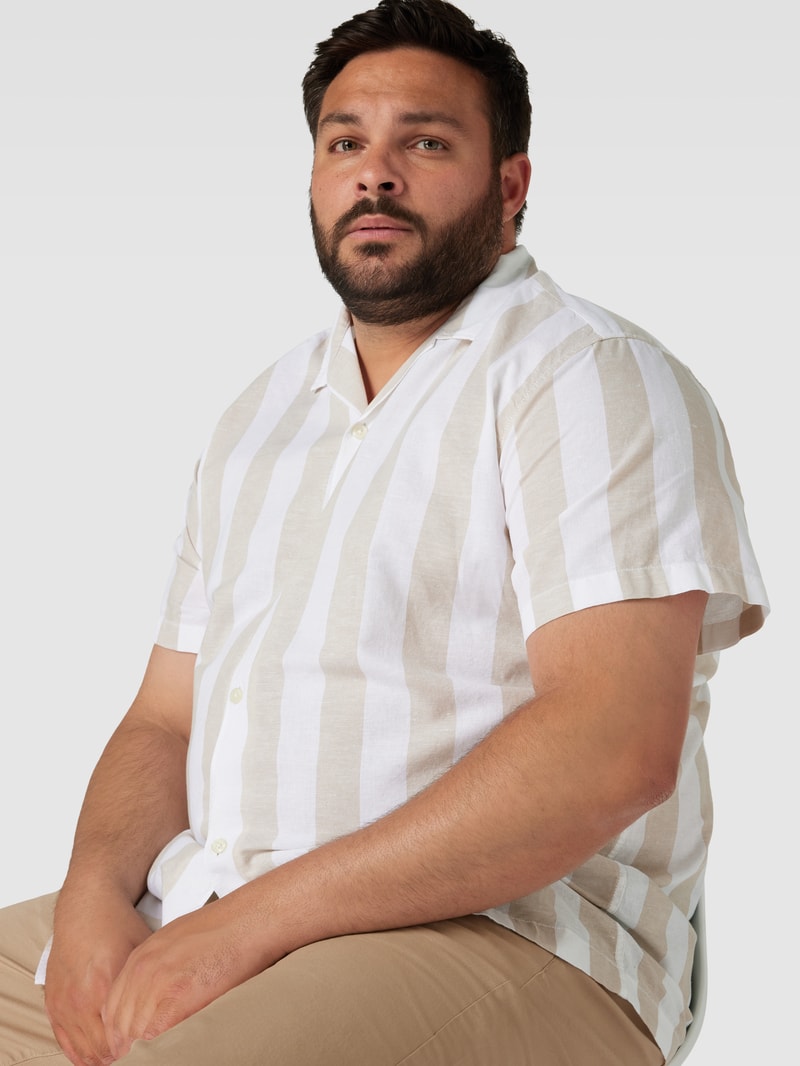 PLUS SIZE Freizeithemd mit Streifenmuster Modell 'SUMMER' in beige
