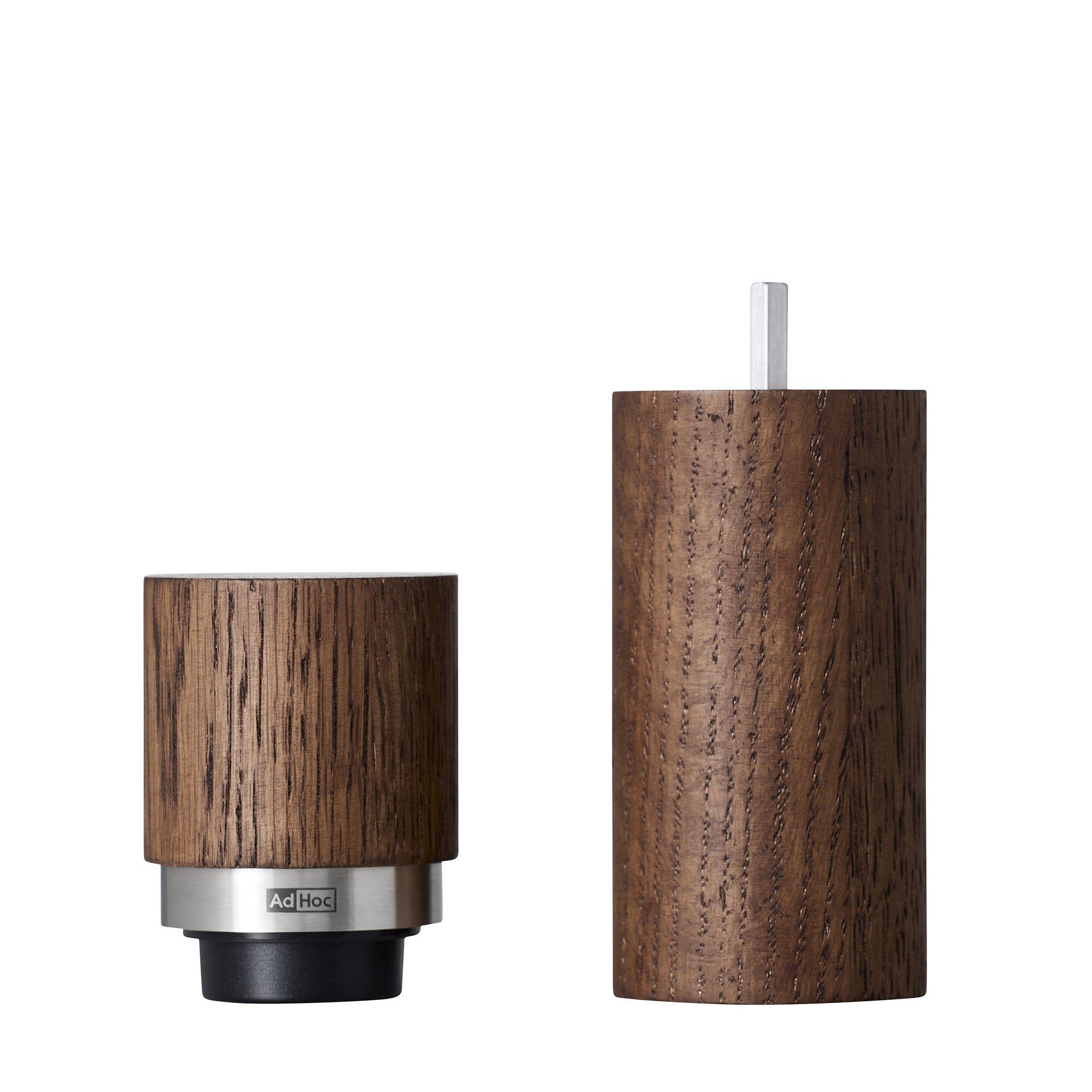 AdHoc Salz-/Pfeffermühle 2-er Set Gewürzmühlen Textura manuell, (2 Stück), Keramik-Mahlwerk, hochwertiger Holzkorpus, Füllung inklusive