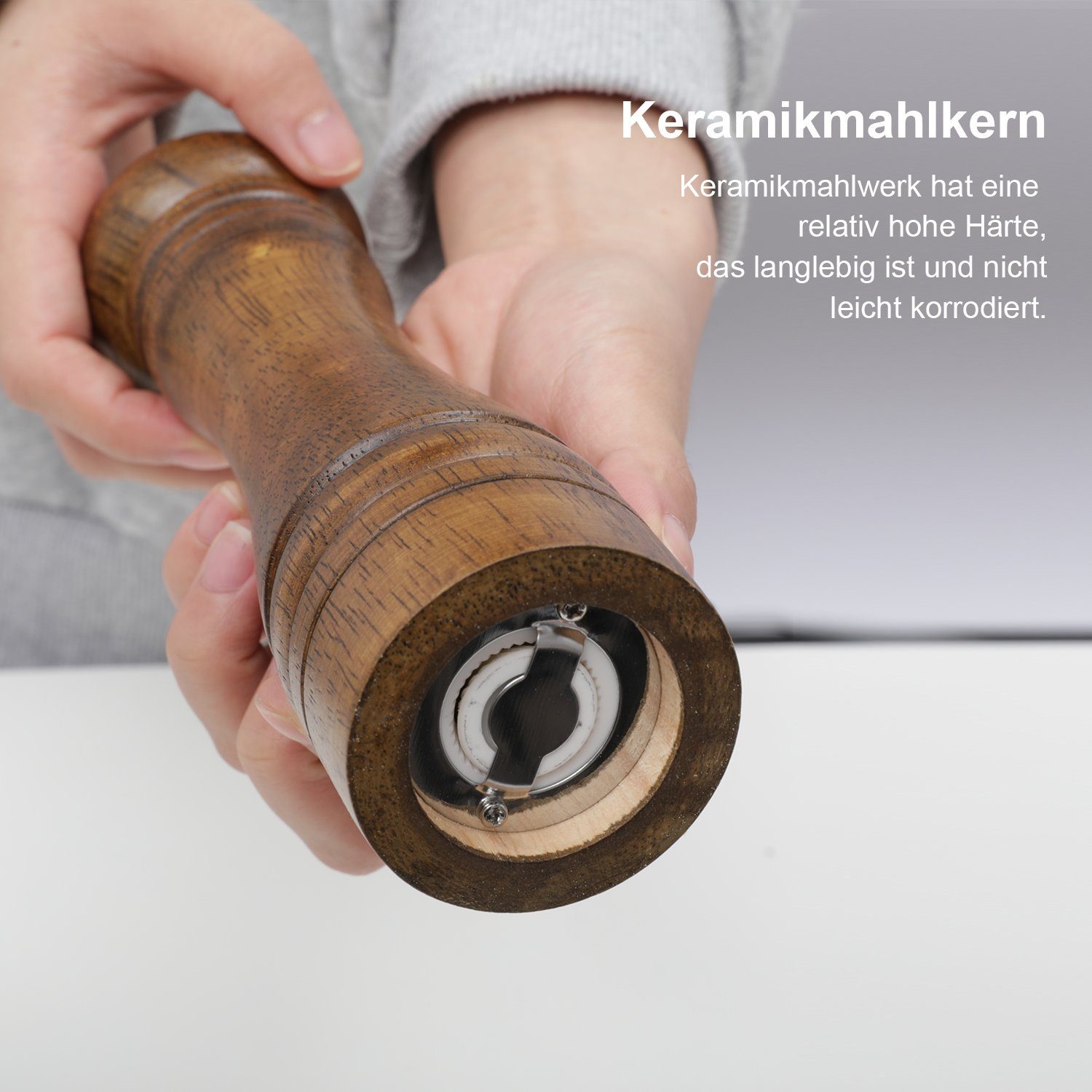 Vicbuy Salz-/Pfeffermühle manuell, (2 Stück), Holz Gewürzmühle Einstellbar