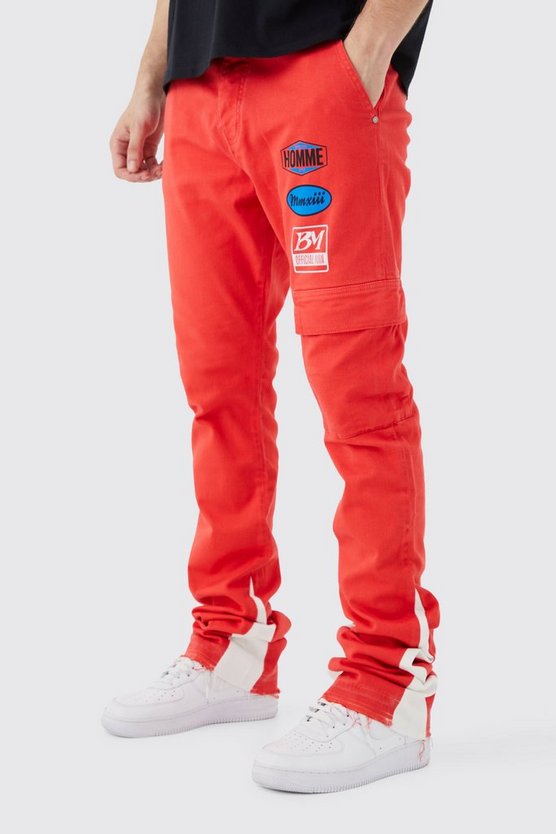 Tall Slim-Fit Cargohose mit Moto-Aufnäher
