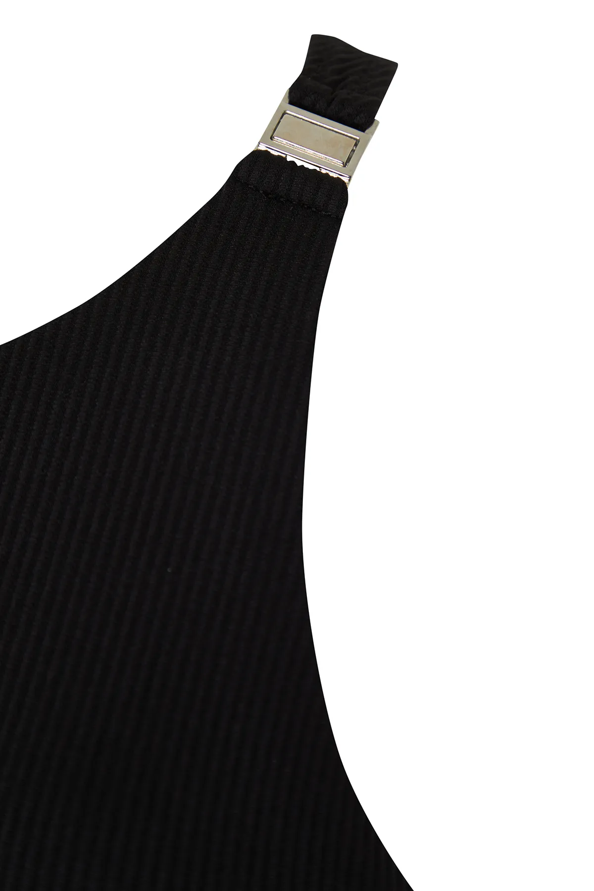 Trendyol Collection  Schwarzer, strukturierter Badeanzug mit Neckholder und Zubehör TBESS24MA00121