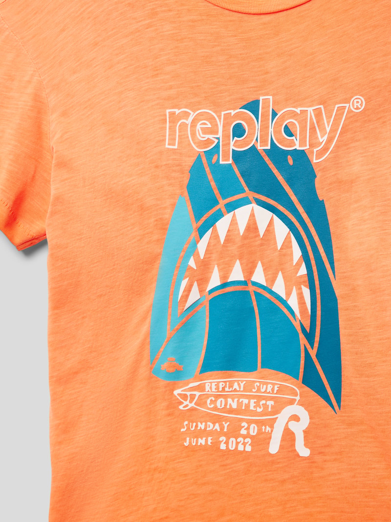 T-Shirt mit Label-Print in orange