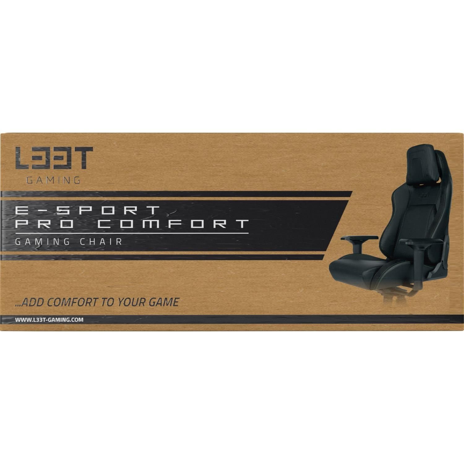 L33T Gaming-Stuhl E-Sport Pro Comfort Gaming Bürostuhl Racing Stuhl (kein Set), neigbar, höhenverstellbar, belastbar bis 145kg