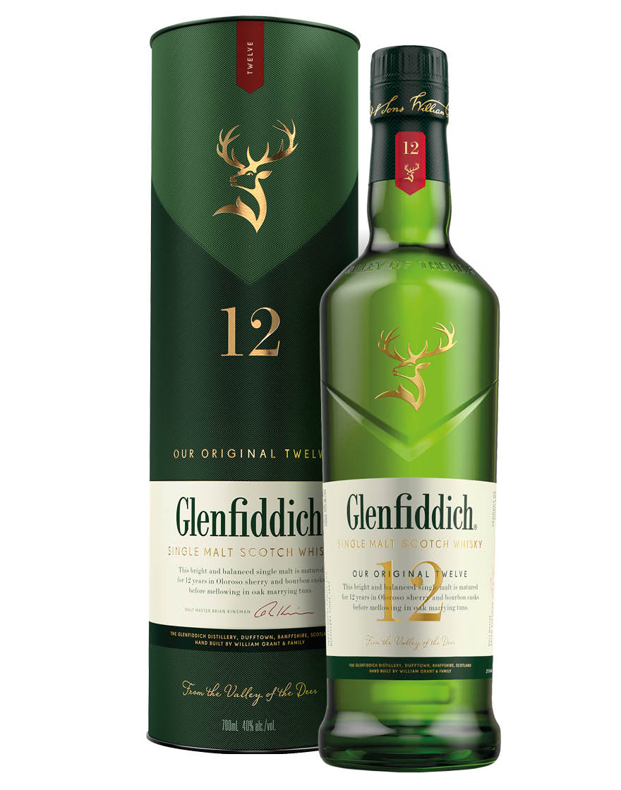 Single Malt Scotch Whisky Aged 12 Years Glenfiddich 0,7 ℓ, En Étui