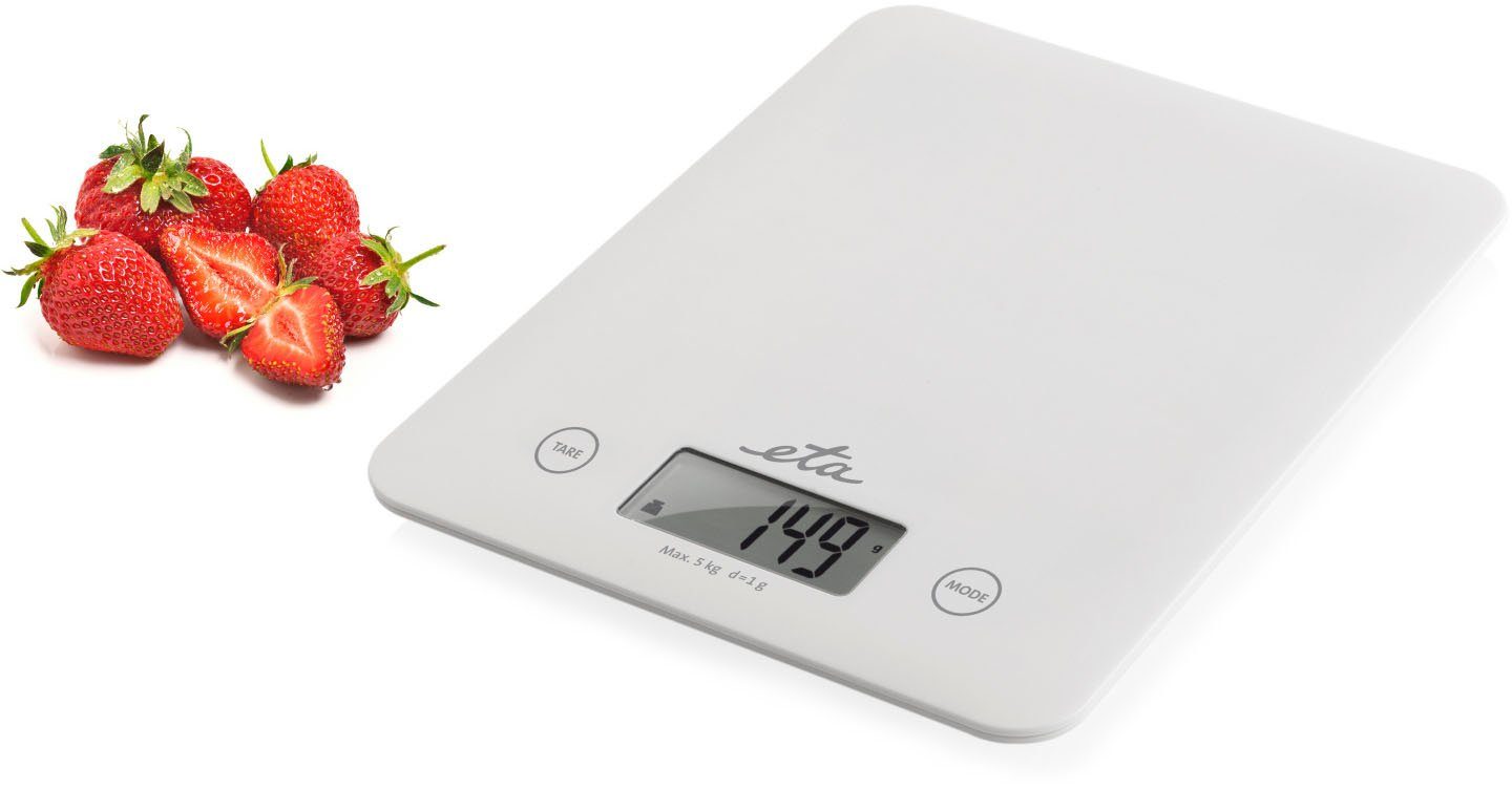 eta Küchenwaage ETA277790000 Lori weiß, (1-tlg), bis 5kg, Genauigkeit 1g, LCD-Display, TARE