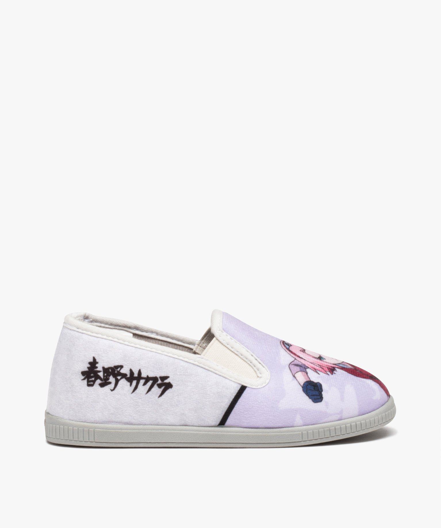 Chaussons fille imprimés en velours - Naruto gris | GEMO