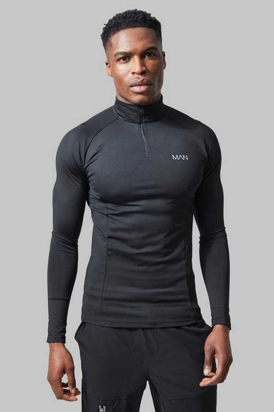 Muscle-Fit Gym Raglan Muscle-Fit Oberteil mit 1/4 Reißverschluss