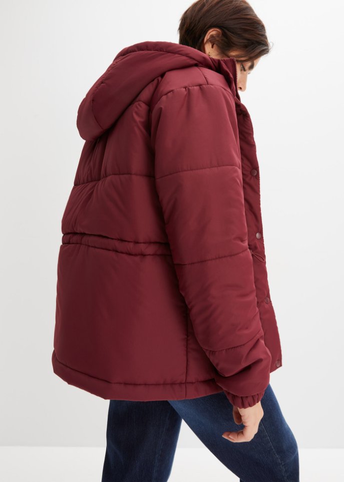 Verkürzte Steppjacke mit Kapuze und Taillenregulierung