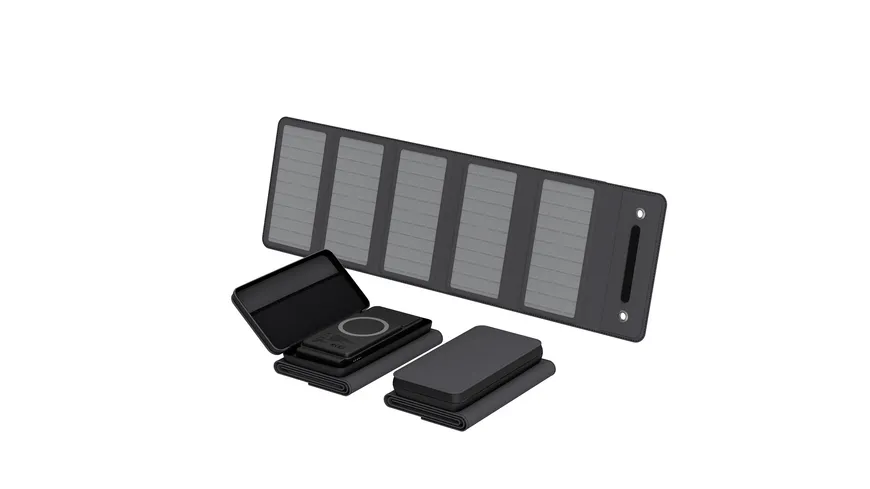 XLayer Powerbank 15W Wireless 10.000 mAh mit 2-in-1 Solarpanel Black