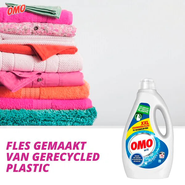 Detergente líquido blanco Omo 3750 ml, 75 lavados