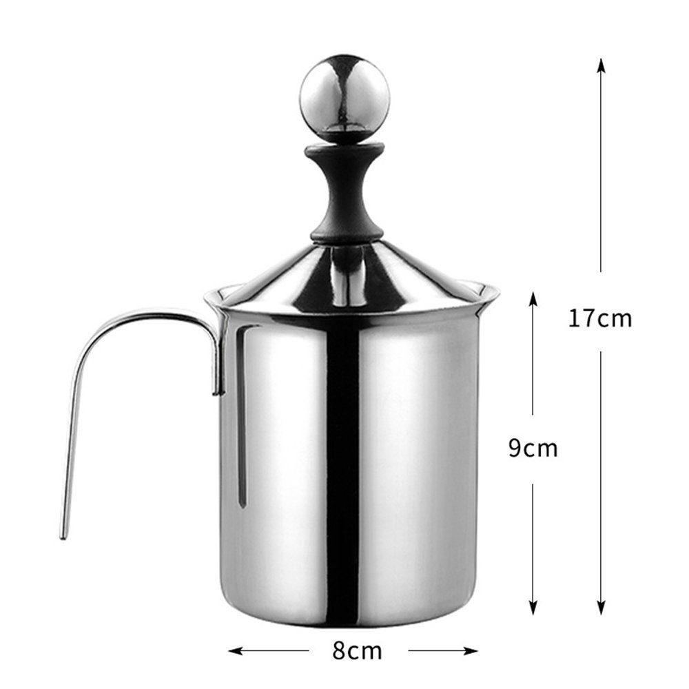 Zimtky Milchaufschäumer 400ml Edelstahl Double Mesh Milchaufschäumer Manuell Milchaufschäumer