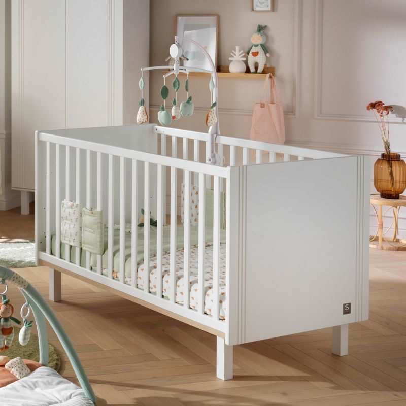Lit bébé évolutif en lit junior Eléonore blanc
