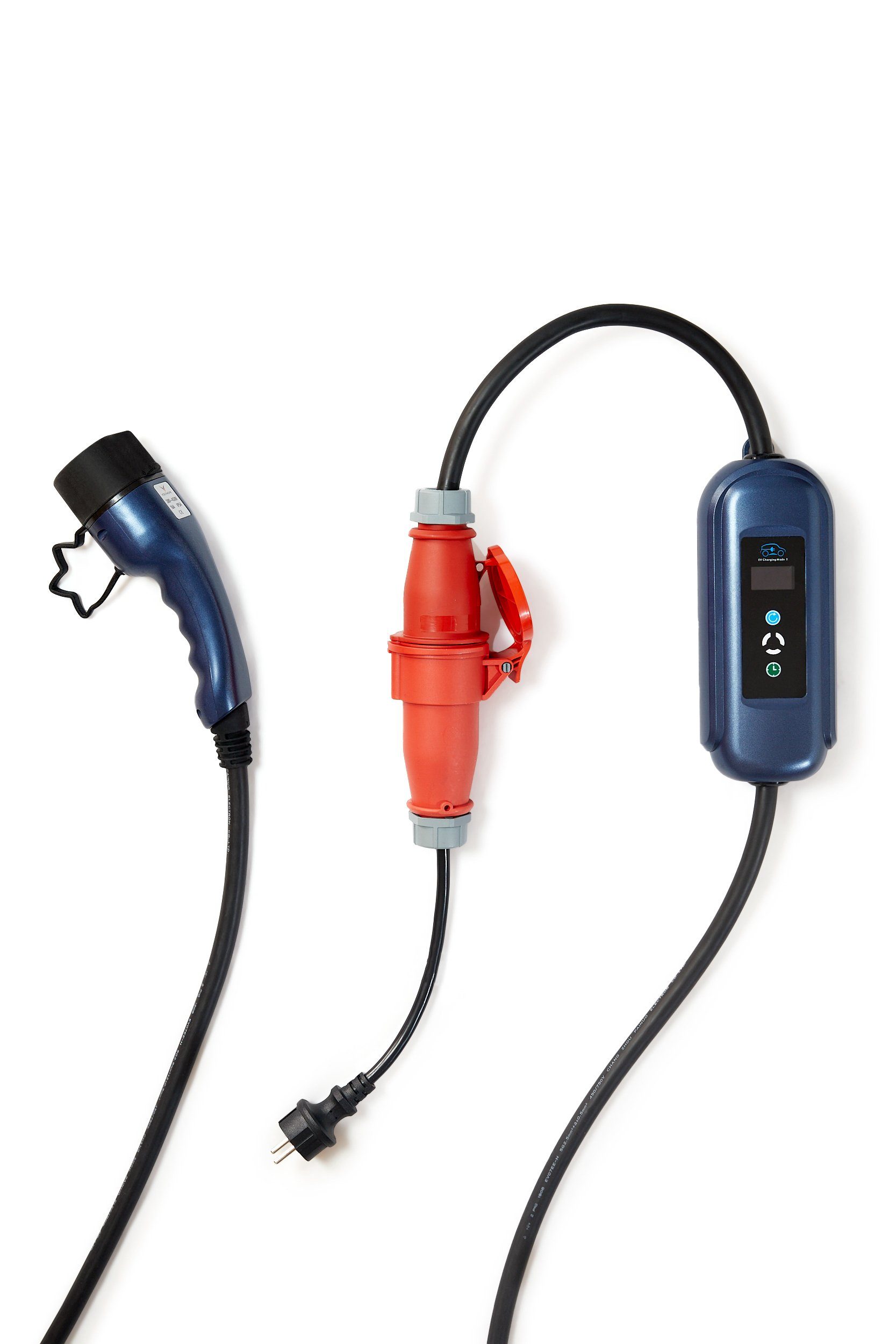 VOLTMOVE mobile Elektroauto-Ladestation Typ 2 auf CCE16 3P mit mobiler Wallbox, 11,00kW / 16A, Reise-Set mit 2 Adaptern, Wandhalterung & Koffer