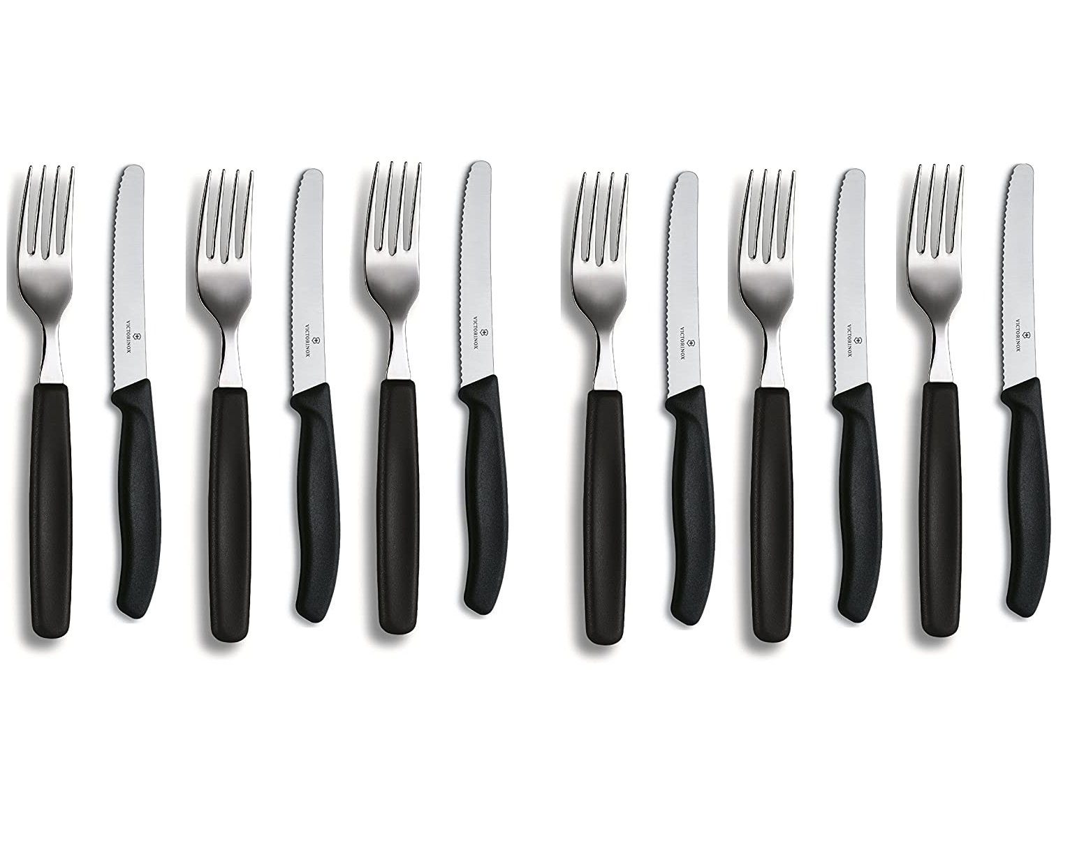 Victorinox Besteck-Set 12-tlg. Tafelmesser-Set Swiss Classic Schwarz