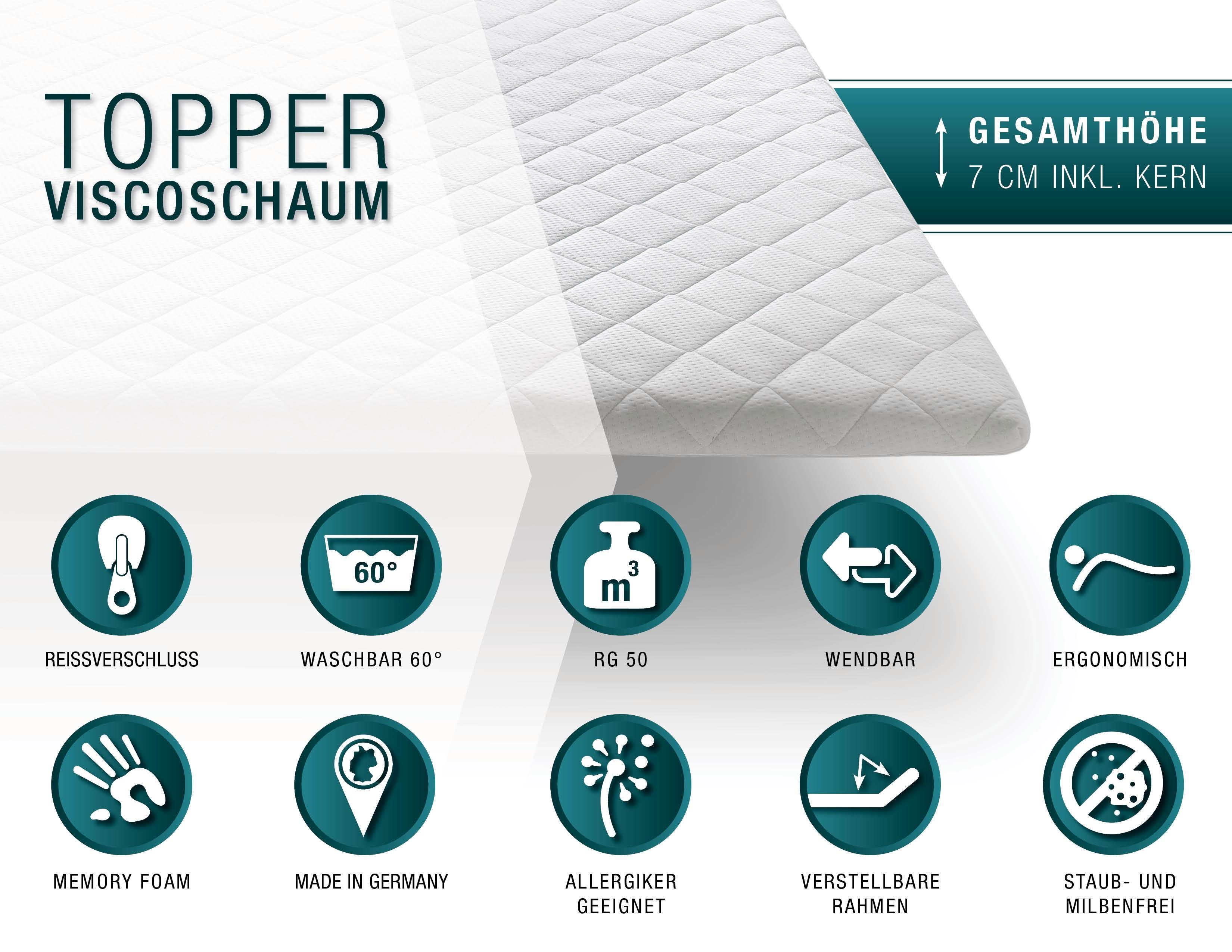 Topper, meise.möbel, 7 cm hoch, Viscoschaum