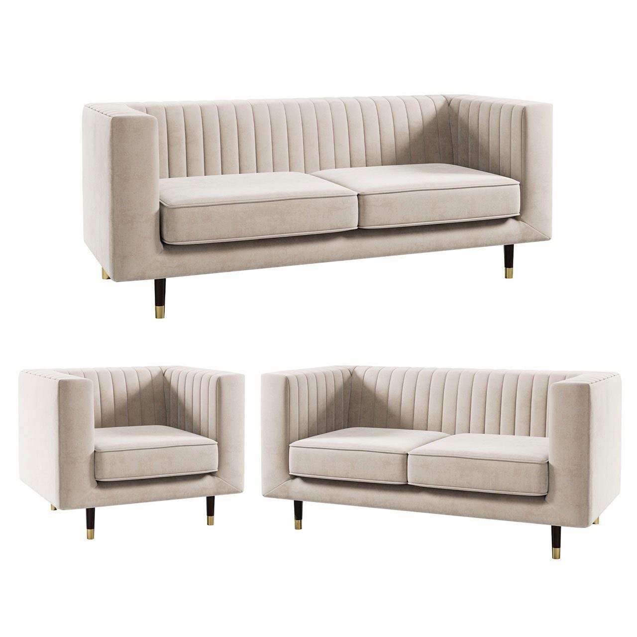 MKS MÖBEL Sofa ELMO 3 2 1, Möbelset mit hohen Beinen, im modischen Stil, Loungemöbel