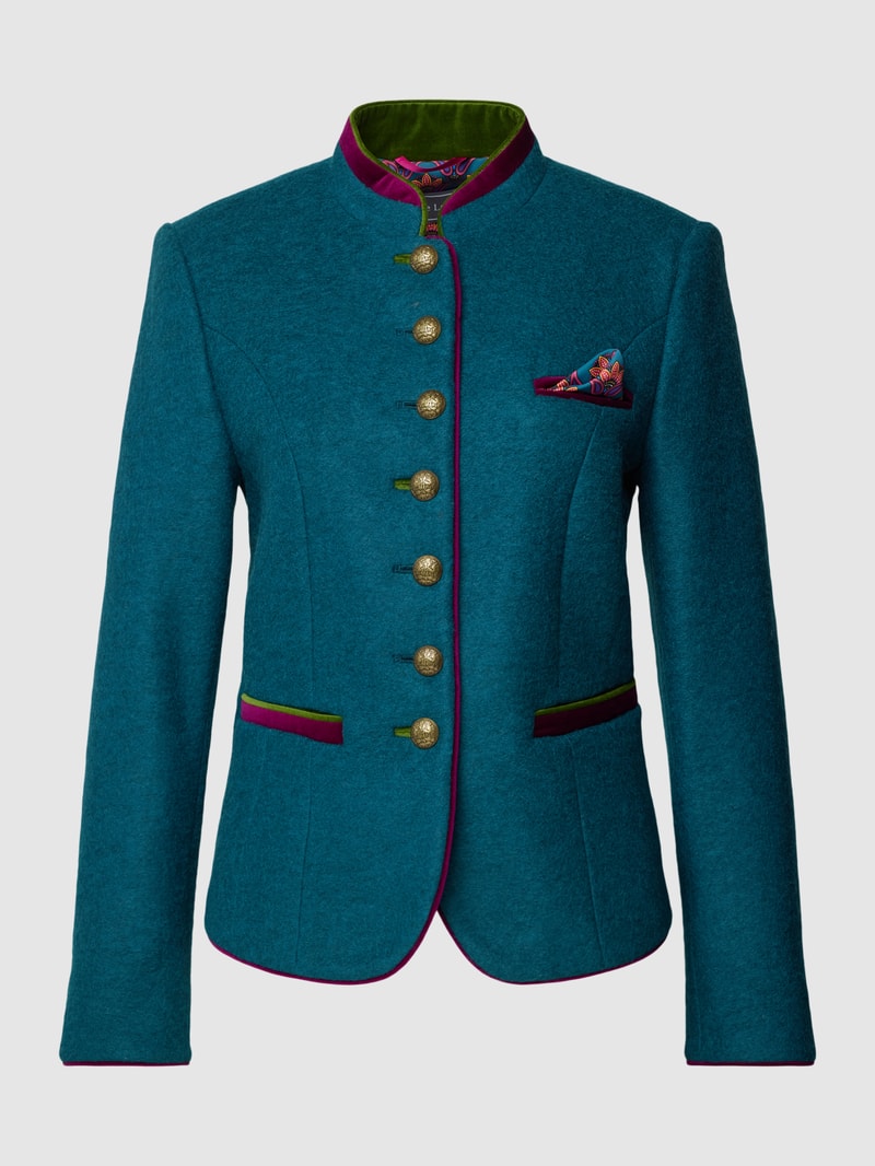 Blazer mit Stehkragen in petrol