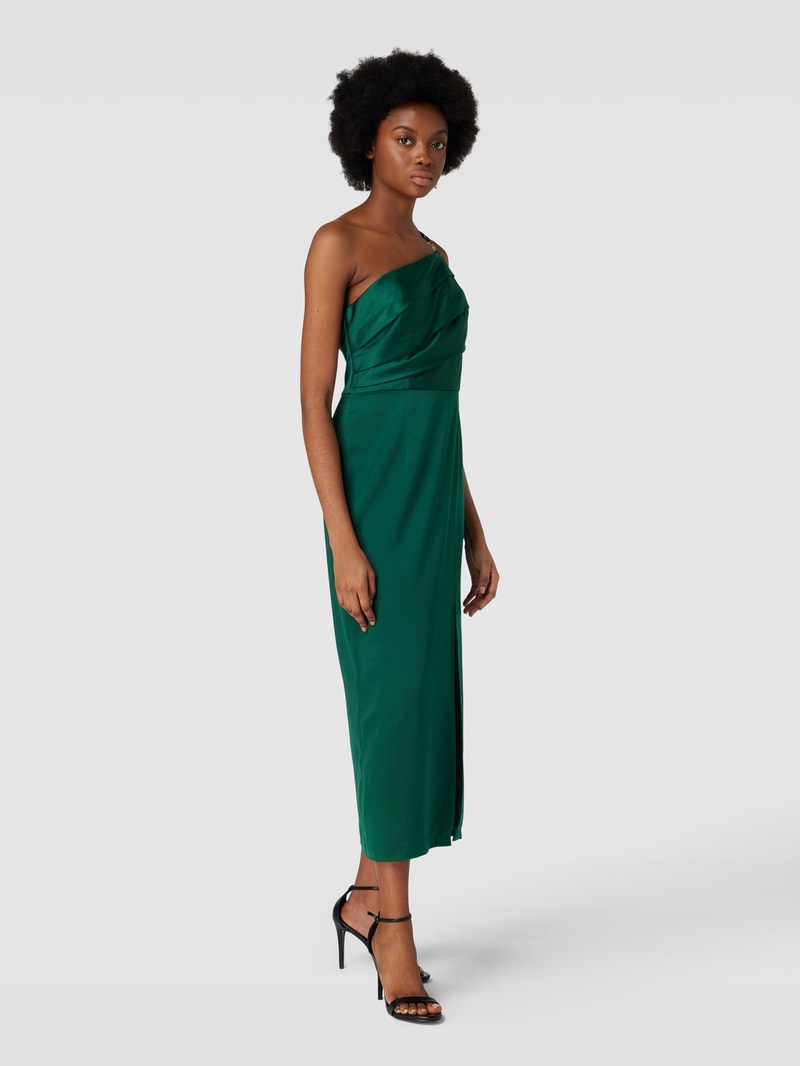 Abendkleid mit One-Shoulder-Träger in dunkelgrün