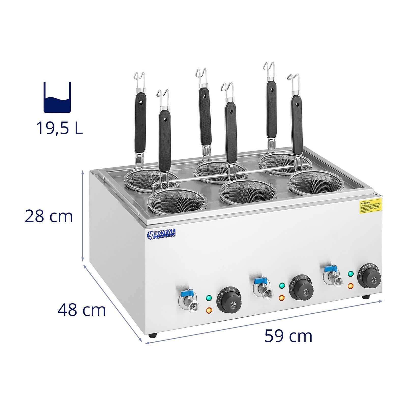 Royal Catering Nudelmaschine Nudelkocher mit 6 Körben Pastakocher Pasta-Station Temperatur: 30 -, 3,000 W