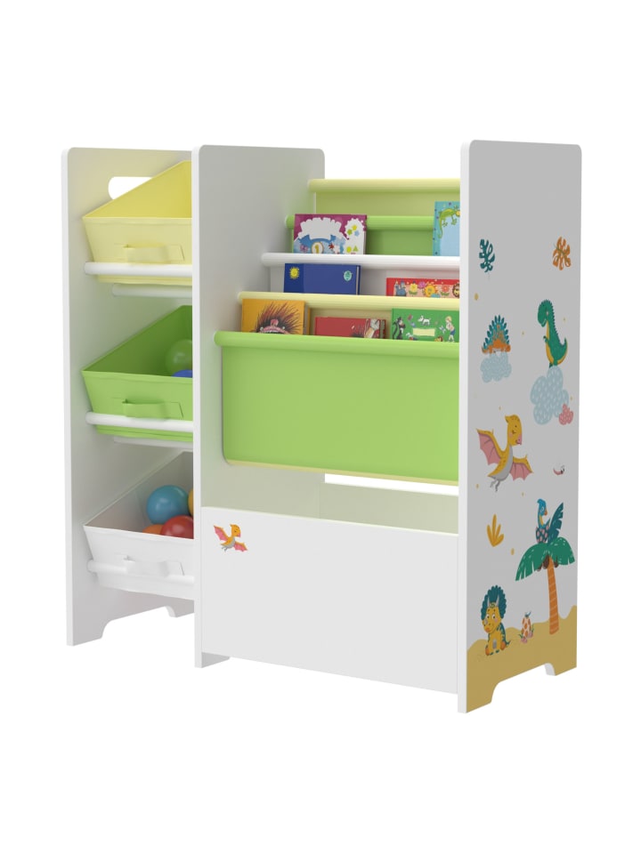 en.casa Kinderregal Vimianzo in Gelb Grün (H)60cm (B)65cm (T)30cm günstig kaufen onesize