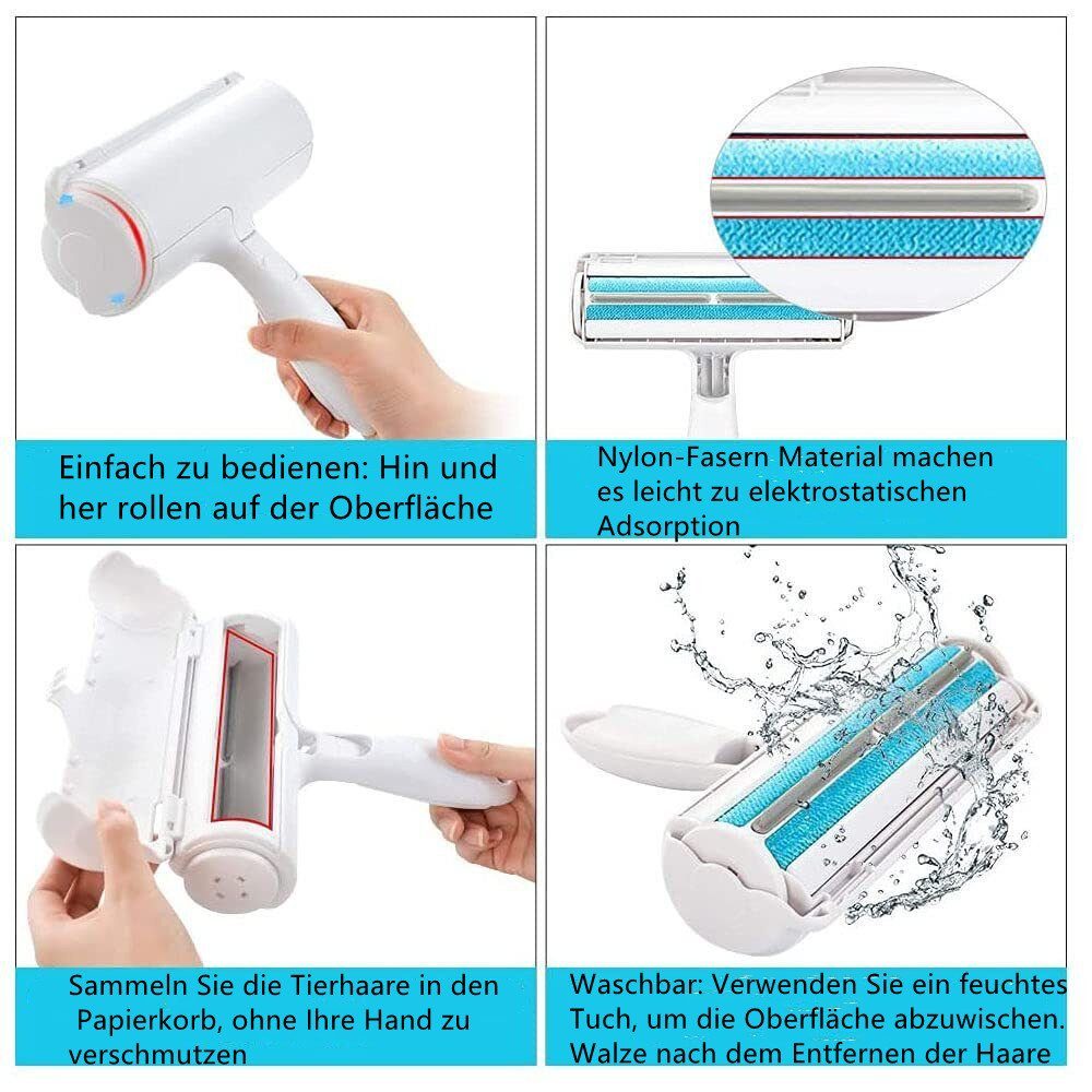 LETGOSPT Fusselroller Fusselbürste Tierhaarentferner Fusselrolle für Hundehaare, Fusselbürste für Tierhaar, für Sofa, Bett, Teppich, Kratzbaum
