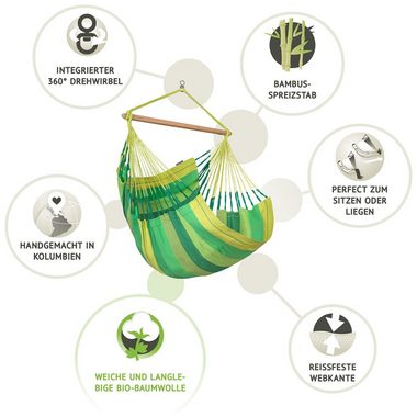 La Siesta Hängestuhl Hängestuhl Habana Jungle - Hängestuhl aus Bio Baumwolle Comfort Size, Hochwertige Qualität