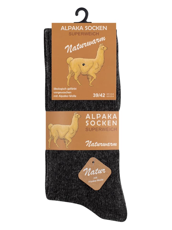 Cotton Prime® 2 Paar Wollsocken Alpaka Socken in anthrazit/grau günstig kaufen