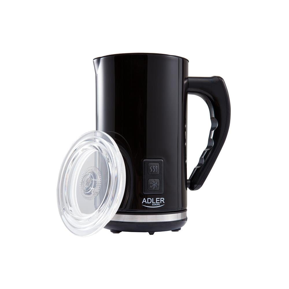 Adler Milchaufschäumer AD 4478, elektrischer Milchschäumer, 500 W, 115 ml / 240 ml, 360° System, Cappuccino, Latte Macchiatto, heiße Schokolade, kalt, warm, Milch, Edelstahl, elektrisch, schwarz