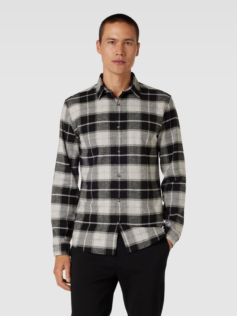 Slim Fit Freizeithemd mit Karomuster in offwhite