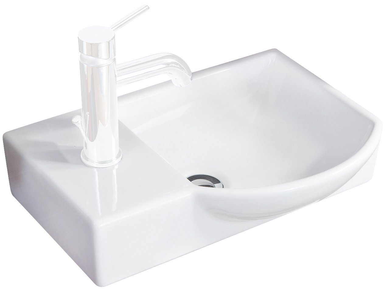 FACKELMANN Waschbecken SBC, Badmöbel Waschbecken aus Keramik, Becken rechts, Breite 45cm, für WC