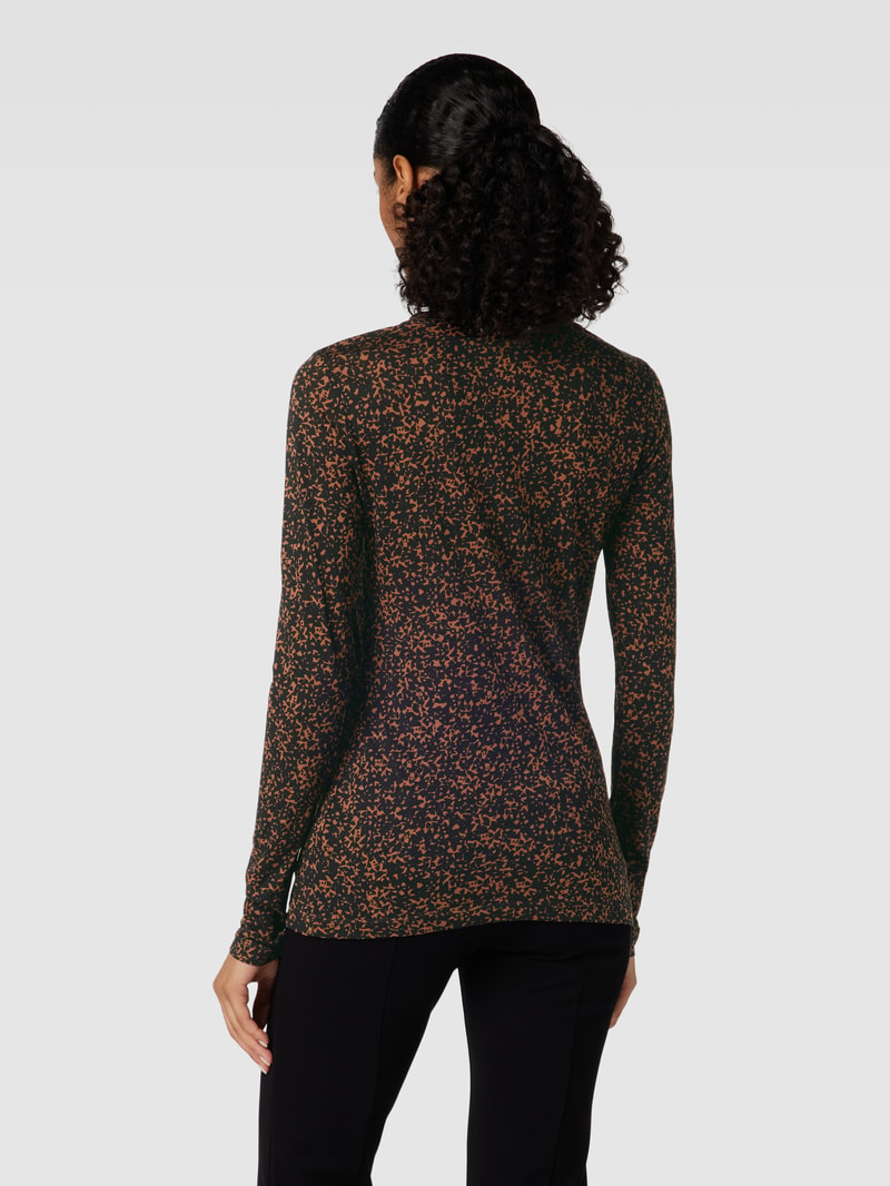 Longsleeve mit Allover-Muster Modell 'RICCAARDA' in mittelbraun